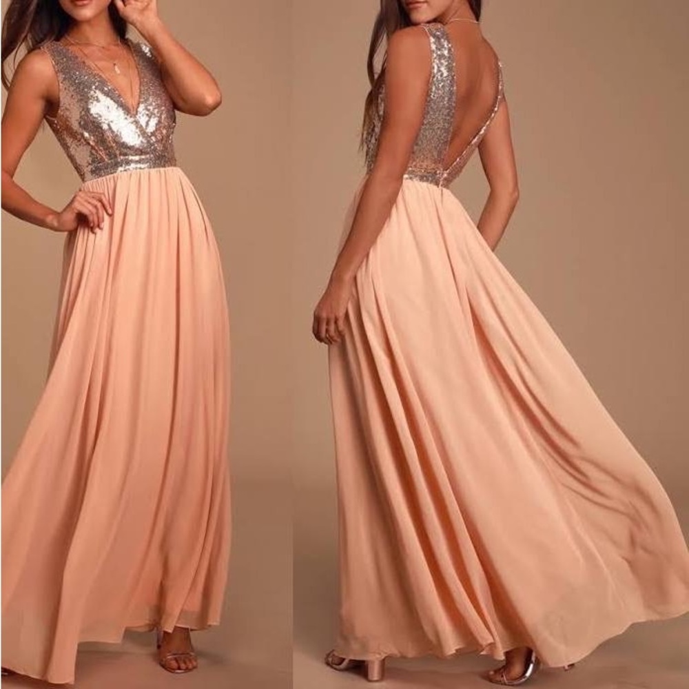 Rose gold sequin dress